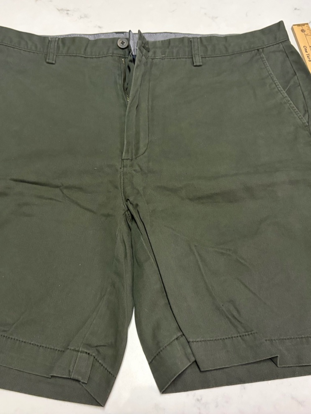A-003 Essentials Olive Green Flat Front Men's Shorts